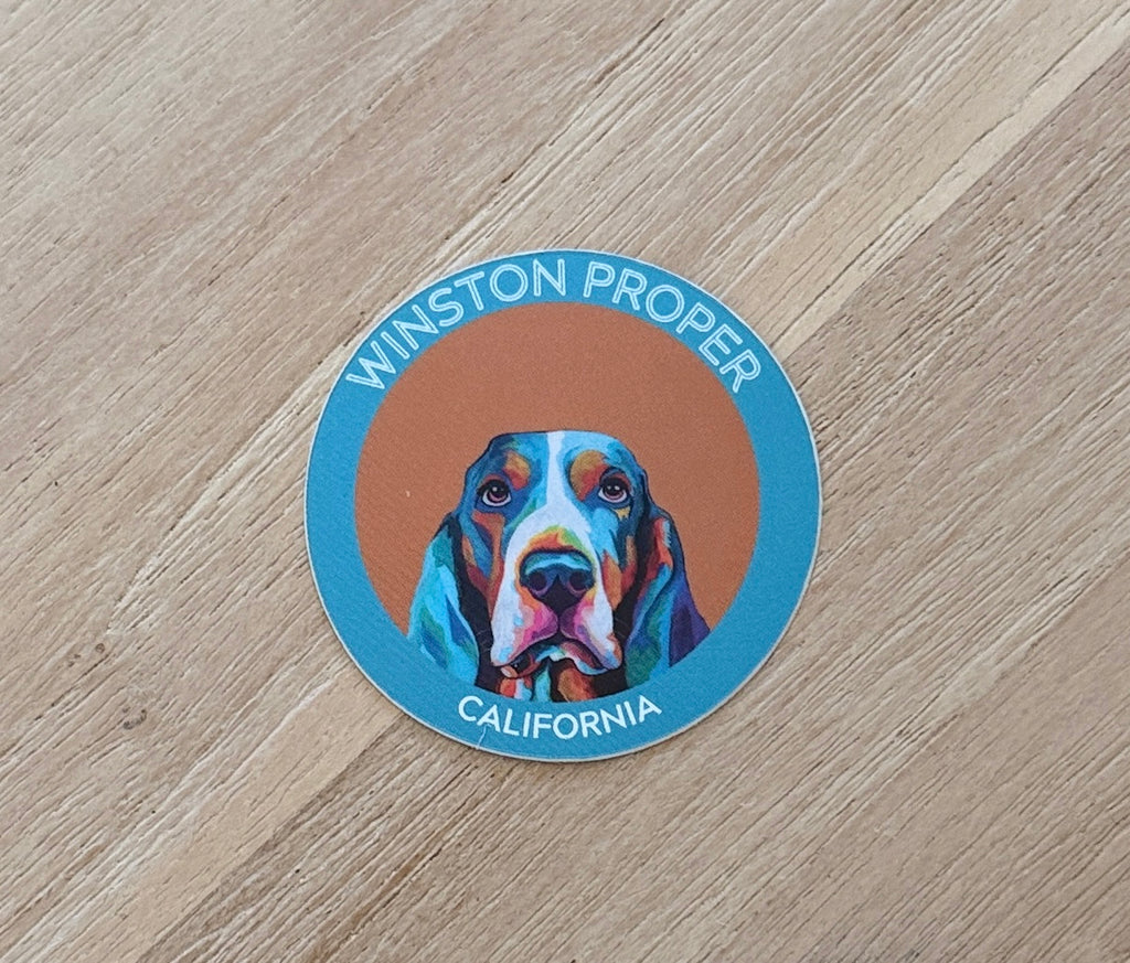 3 Pack 2 inch Round Winston the Basset Hound Stickers