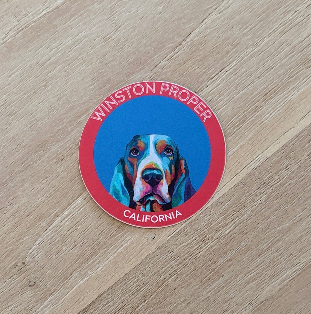 3 Pack 2 inch Round Winston the Basset Hound Stickers