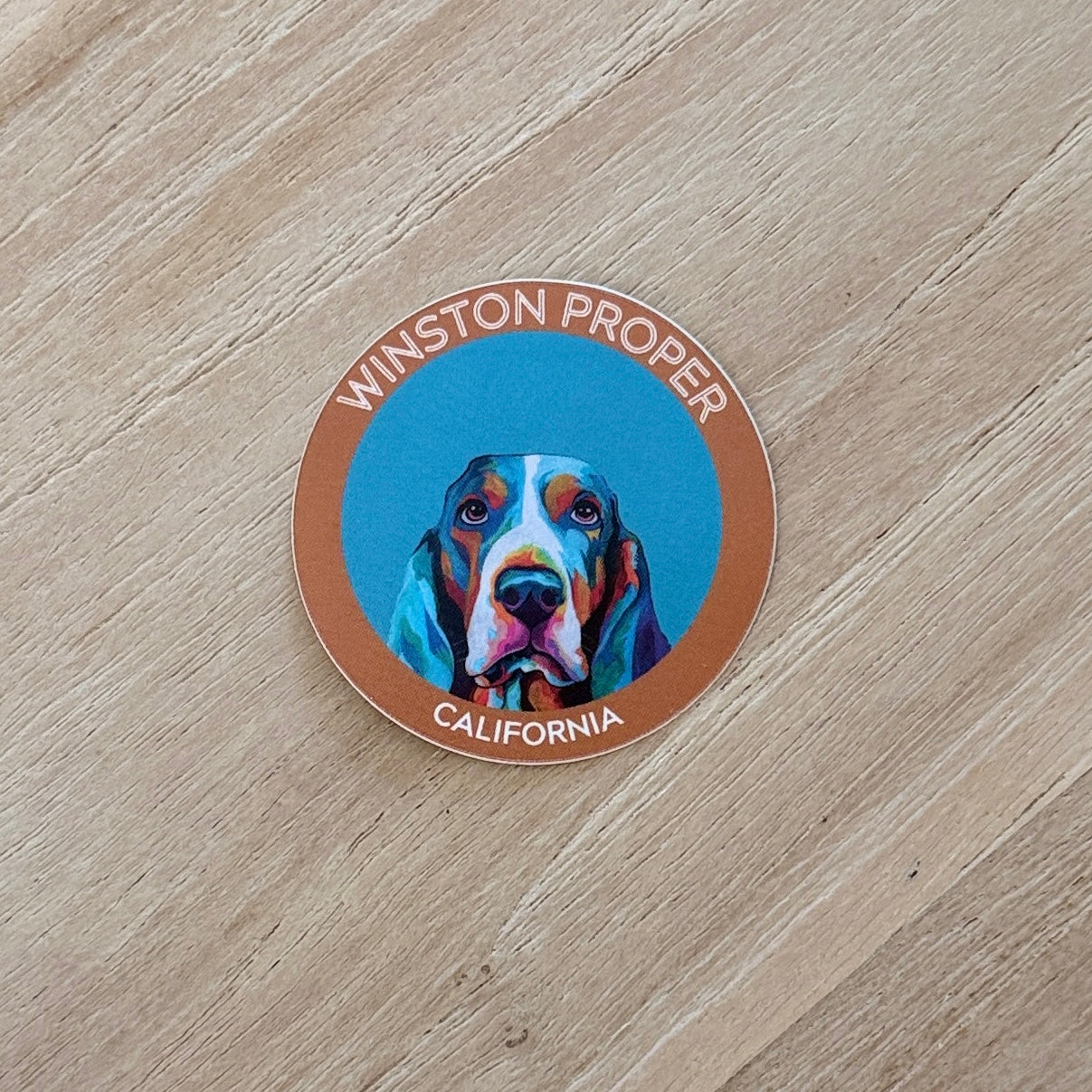 3 Pack 2 inch Round Winston the Basset Hound Stickers