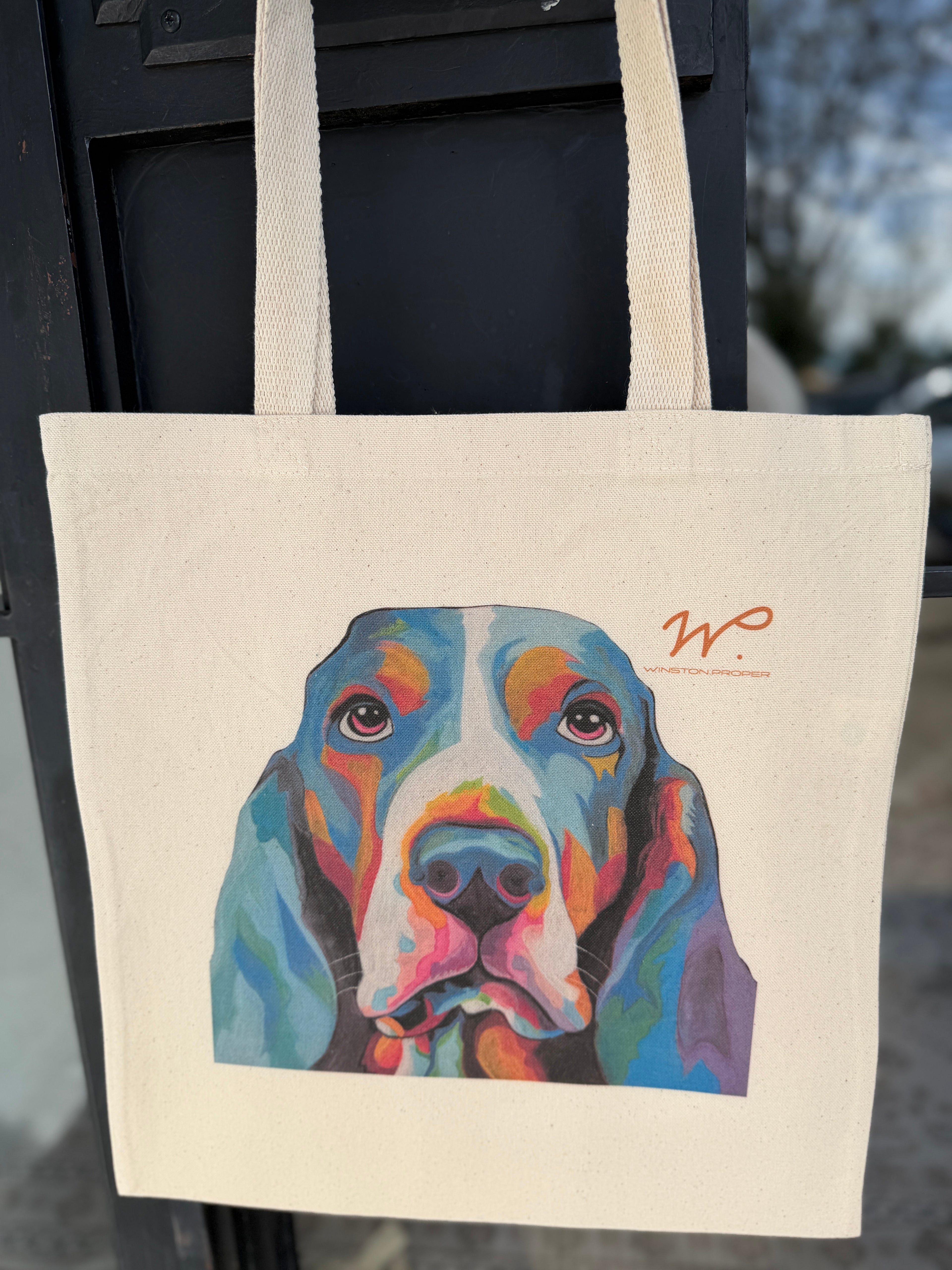 Winston the Basset Hound Canvas Tote Bag