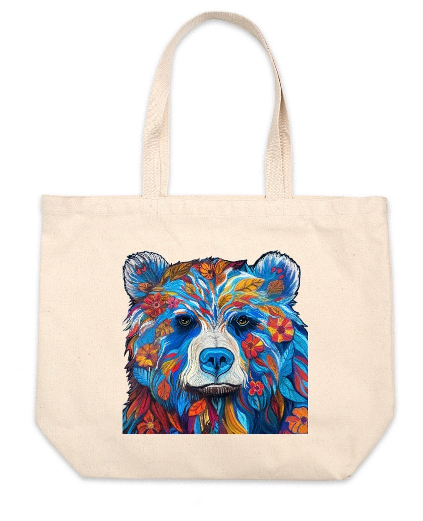 Poppy the Bear Jumbo Canvas Tote Bag